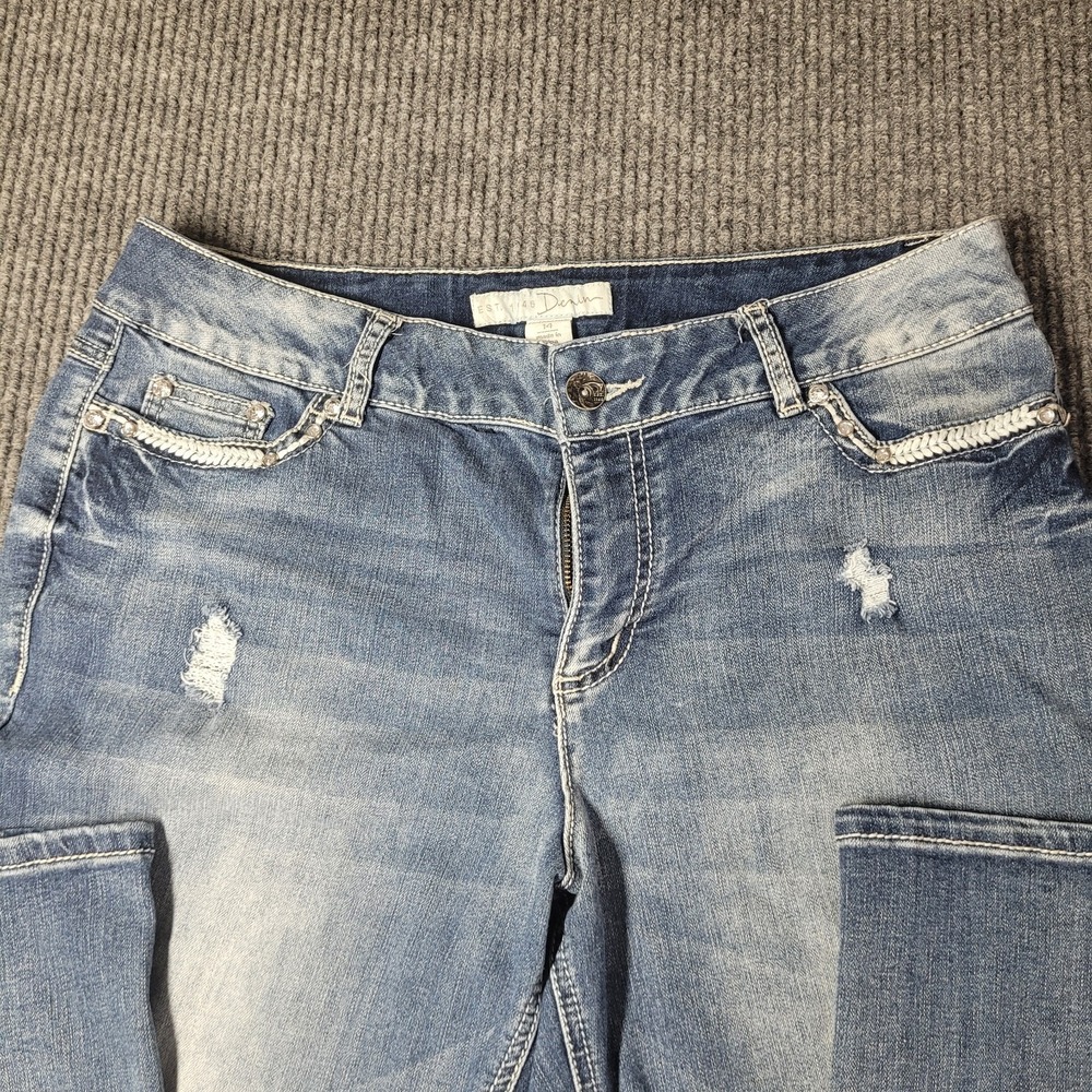 Est. 1946 Denim Jeans Women's Sz 14 Distressed Bling Pocket Contemporary Fit - Picture 4 of 8